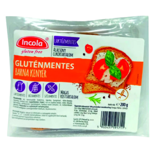 .Incola Glut.ment. Barna kenyér 200g