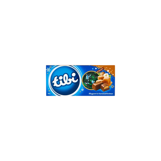 Tibi szaloncukor mogyoró- és karamellkrémes, díszdobozos 280g