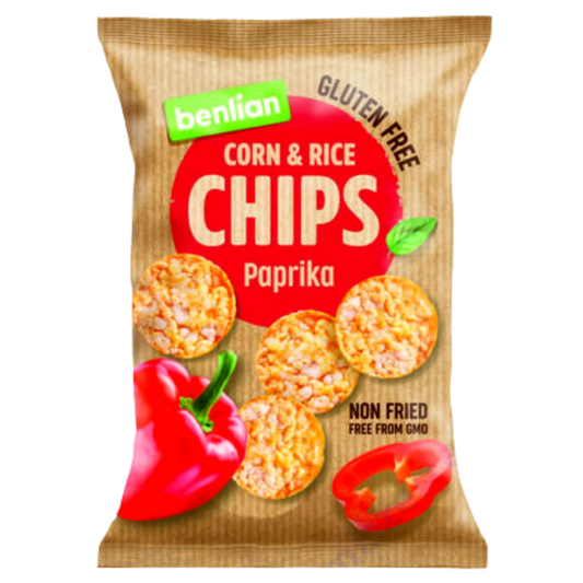 Benlian gluténmentes kuk.és barnarizs chips 50g paprikás